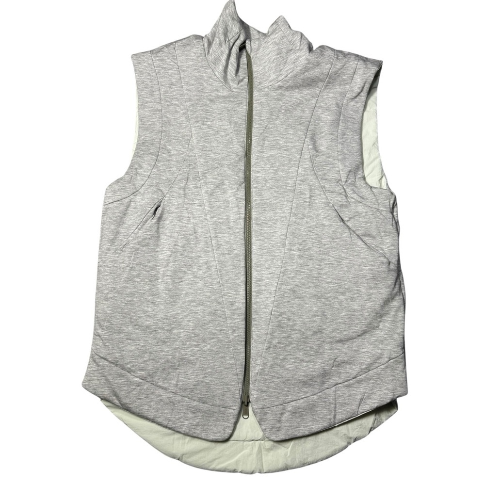 NWT New $168 Free People Slalom Reversible Fleece Light Green Grey Vest Size M - Picture 3 of 11